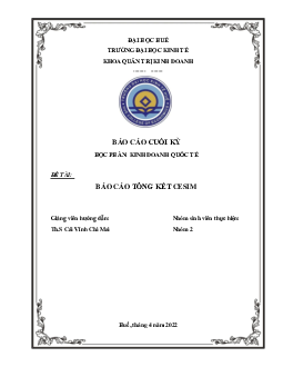 Báo cáo tổng kết CESIM | Kinh doanh quốc tế | Trường Đại học Kinh tế, Đại học Huế