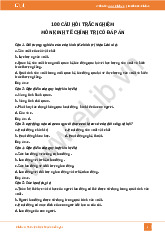 Tài liệu tổng hợp 100 câu hỏi trắc nghiệm môn kinh tế chính trị