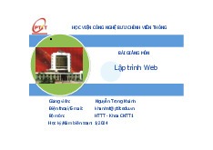 Bài giảng môn Lập trình Web | Học viện Công Nghệ Bưu Chính Viễn Thông