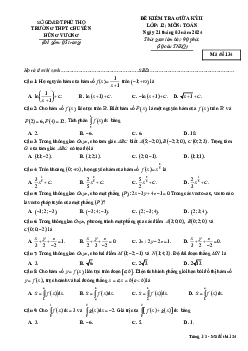 Đề giữa kỳ 2 Toán 12 năm 2023 – 2024 trường THPT chuyên Hùng Vương – Phú Thọ