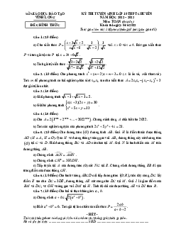 Đề tuyển sinh lớp 10 chuyên môn Toán (chuyên) năm 2022 – 2023 sở GD&ĐT Vĩnh Long