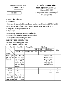 Đề thi học kì 2 môn Lịch sử - Địa lí 6 năm 2022 - 2023 sách Kết nối tri thức với cuộc sống | Đề 6
