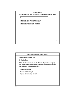 Bài giảng Chương I: kế toán chi phí xuất và  tính giá thành | Học viện Nông nghiệp Việt Nam