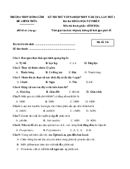 Đề thi thử THPT Quốc gia 2021 môn Sinh học trường THPT Hồng Lĩnh lần 1