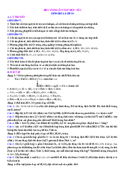 Đề cương trắc nghiệm ôn thi Hóa 10 học kỳ 2 theo từng mức độ