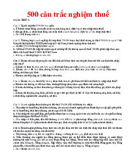 500 câu trắc nghiệm thuế có đáp án