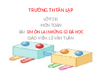 Giáo án điện tử Toán 2 Chương 3 Cánh diều: Em ôn lại những gì đã học trang 40 (tập 2)