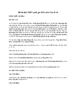 Đề thi thử THPT Quốc gia môn Ngữ Văn  năm 2021 - Đề 10 (có đáp án)
