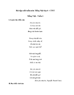 Giải Bài tập cuối tuần lớp 4 môn Tiếng Việt Học kì 1 | Chân trời sáng tạo
