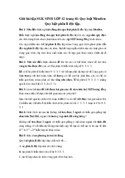 Giải bài tập SGK Sinh học lớp 12 bài 9: Quy luật Menđen - Quy luật phân li độc lập