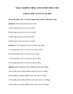 Trắc nghiệm Writing tiếng Anh lớp 10 Unit 8 New Ways To Learn | Global Success