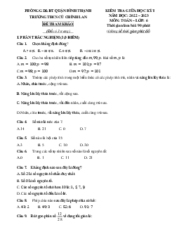 Đề tham khảo giữa kỳ 1 Toán 6 năm 2022 – 2023 trường THCS Cù Chính Lan – TP HCM