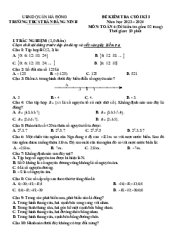Đề cuối kì 1 Toán 6 năm 2023 – 2024 trường THCS Trần Đăng Ninh – Hà Nội