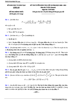 Đề tuyển sinh lớp 10 môn Toán (chuyên) năm 2020 – 2021 sở GD&ĐT Long An