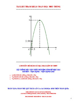 Hệ thống bài tập trắc nghiệm hàm số bậc hai cơ bản – vận dụng – vận dụng cao