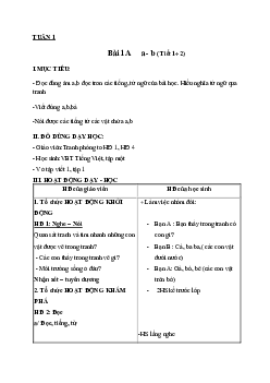 Giáo án môn Tiếng Việt 1 - Tuần 1 | sách Cùng học để phát triển năng lực