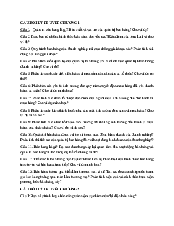 Đề cương câu hỏi về Quản trị bán hàng