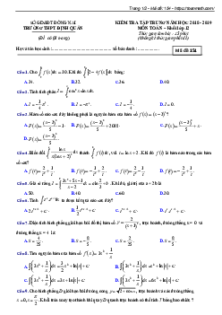 Đề kiểm tra tập trung Toán 12 năm 2018 – 2019 trường Định Quán – Đồng Nai