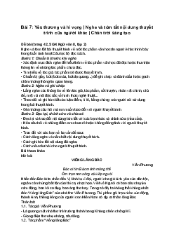 Soạn Văn 8 Bài 7: Yêu thương và hi vọng | Nghe và tóm tắt nội dung thuyết trình của người khác | Chân trời sáng tạo