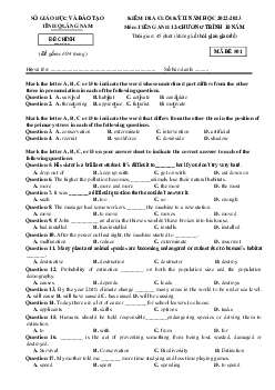 Đề Thi Cuối HK2 Tiếng Anh 12 Hệ 10 Năm Sở GD Quảng Nam 2022-2023 (Có Đáp Án)