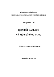 Biến đổi laplace và ứng dụng - Giải tích | Trường đại học Bách Khoa, Đại học Đà Nẵng