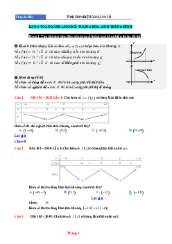 Chuyên đề tính đơn điệu của hàm số mức thông hiểu (có lời giải chi tiết)