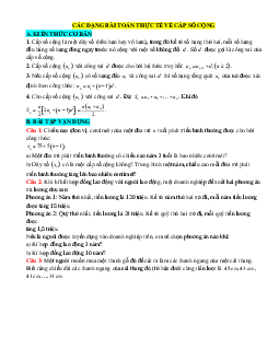 Các dạng bài toán thực tế về cấp số cộng lớp 11 (có lời giải)