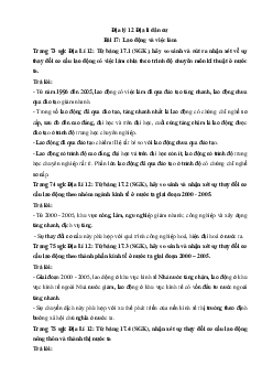 Giải bài tập SGK Địa Lý lớp 12 Bài 17: Lao động và việc làm