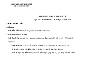 Đề thi giữa học kì 1 môn Khoa học tự nhiên 6 năm 2023 - 2024 sách Cánh diều | Đề 1