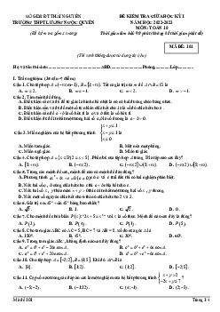 Đề giữa kỳ 1 Toán 10 năm 2022 – 2023 THPT Lương Ngọc Quyến – Thái Nguyên