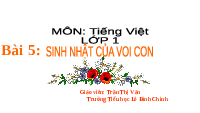 Giáo án điện tử Tiếng Việt 1 Tập 2 Bài 5 Kết nối tri thức: Sinh nhật của voi con