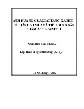 Ảnh Hưởng Giai Tầng Xã Hội Đến Tiêu Dùng Apple Watch | Môn Hành vi người tiêu dùng - Đại học Kinh tế và Quản trị kinh doanh, Đại học Thái Nguyên