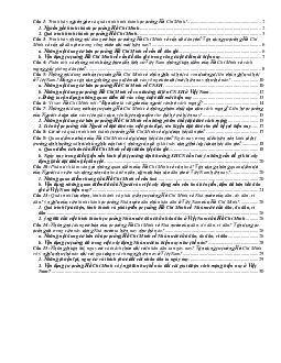 Đề cương ôn tập thi cuối kỳ môn Tư tưởng Hồ Chí Minh