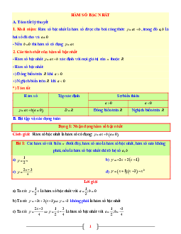 Tài liệu Toán 9 chủ đề hàm số bậc nhất