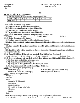 Đề thi học kì 2 môn Tin học lớp 11 năm 2022 - 2023 | Đề 1