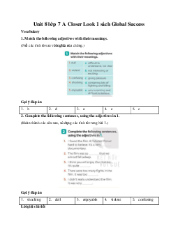 Unit 8 lớp 7 A Closer Look 1 sách Global Success
