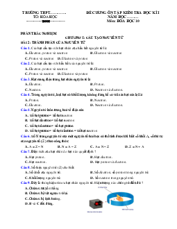 Đề cương ôn tập thi học kì 1 môn Hóa học 10 Chân trời sáng tạo