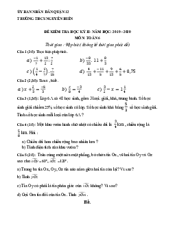 Đề kiểm tra học kỳ 2 Toán 6 năm 2019 – 2020 trường THCS Trần Quang Khải – TP HCM