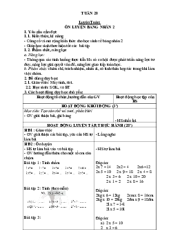 Giáo án buổi 2 Toán 2 sách Cánh diều (Cả năm) | Tuần 20