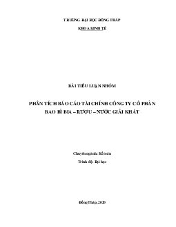 Tiểu luận “Phân tích báo cáo tài chính của Công ty Cổ phần Bao bì Bia - Rượu - Nước giải khát”