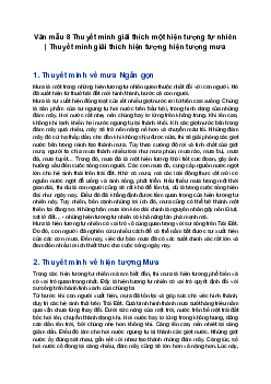 Văn mẫu 8 Thuyết minh giải thích một hiện tượng tự nhiên | Thuyết minh giải thích hiện tượng hiện tượng mưa