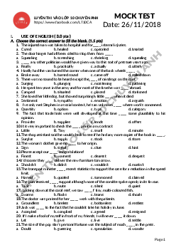 Đề thi lớp 10 chuyên Anh -LT10CA Mock Test Date 26112018