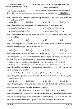 Đề giữa HK2 Toán 12 năm 2023 – 2024 trường THPT Quang Trung – Hải Dương