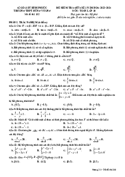 Đề giữa kì 1 Toán 10 năm 2023 – 2024 trường THPT Hùng Vương – Bình Phước