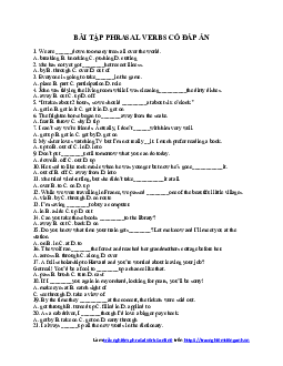 Bài tập Phrasal Verbs luyện thi chuyên Anh ( có đáp án)