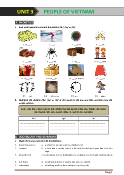 Bài tập Tiếng Anh 8 chương trình mới bài 3: People Of Vietnam có đáp án
