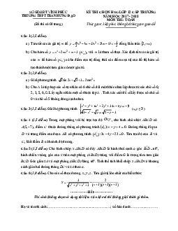 Đề thi chọn HSG lớp 12 cấp trường năm học 2017 – 2018 môn Toán trường Trần Hưng Đạo – Vĩnh Phúc