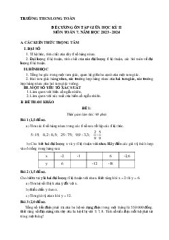 Đề cương giữa kì 2 Toán 7 năm 2023 – 2024 trường THCS Long Toàn – BR VT