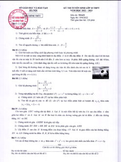 Đề tuyển sinh lớp 10 THPT môn Toán năm 2022 – 2023 sở GD&ĐT Hà Nội