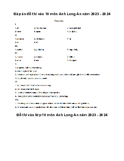 Đề thi vào 10 môn Tiếng Anh năm 2023 - 2024 sở GD&ĐT Long An